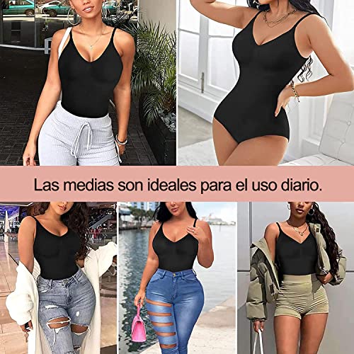 Gotoly Bodies Moldeadores para Mujer Bodysuit Shapewear Body Reductor Lencería Moldeadora Control de Abdomen Posparto Body Reductoras Colombianas Sin Costuras (M/L, Negro)